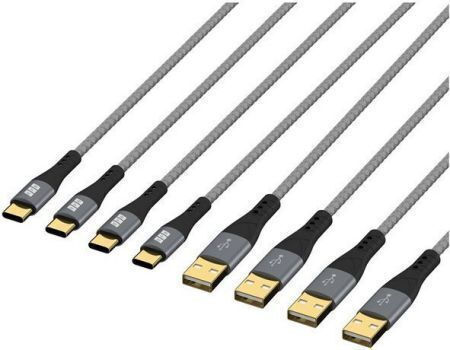 Кабел Usb Efb Usb-a To Usb-c Set 60w Qc 3a 0 5+1+2+3m Сив