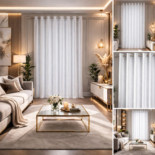 Atmosphera Комплект прозоречни пердета с капси Anissa White 60x160 см.