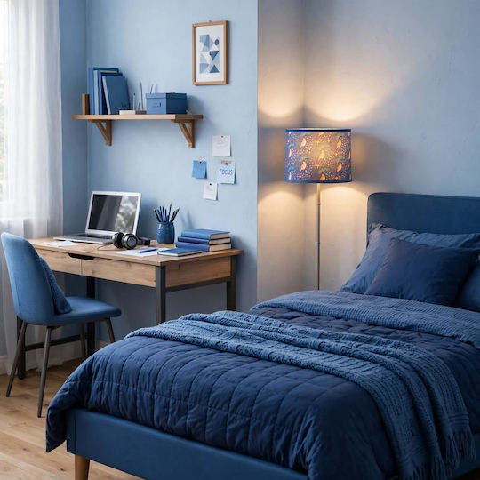 Oxygen Blue Birds Blue Floor Lamp