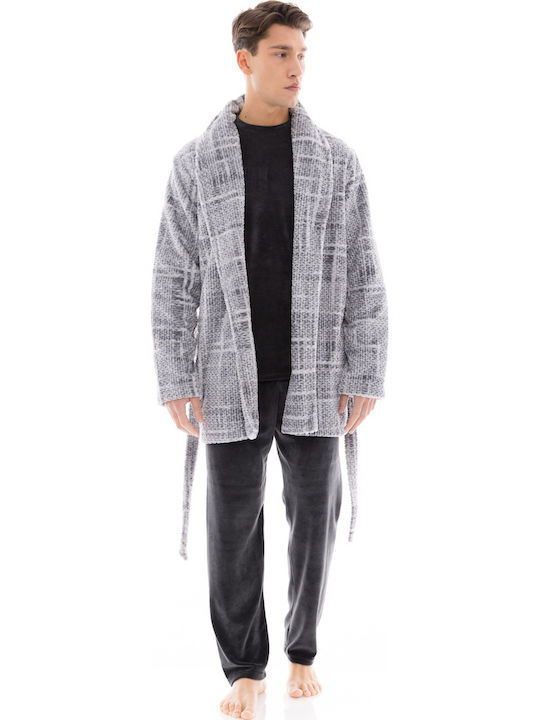 Ulisse Χειμερινή Ανδρική Ρόμπα Fleece Γκρι