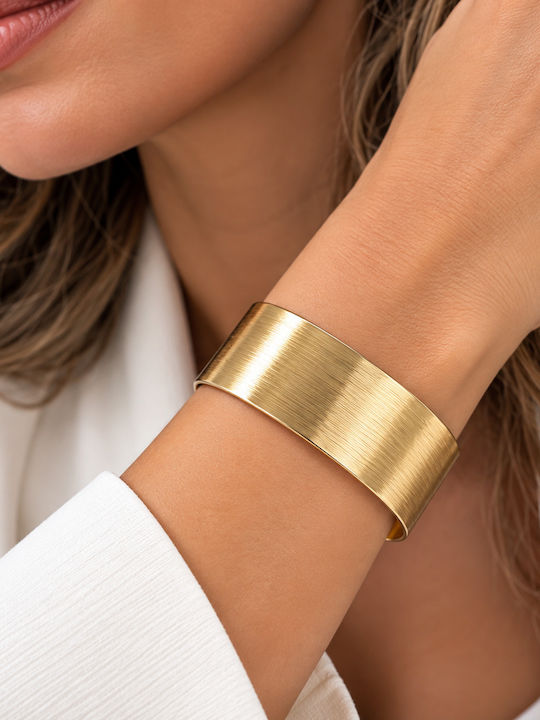 Kingleap Women's Gold-Plated Steel Cuff Bracelet