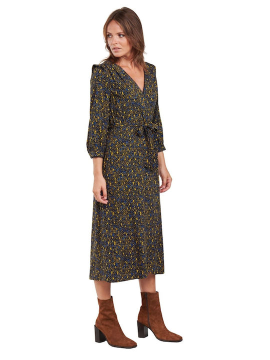 Sommer Midi Damenkleid Wickel Schwarz