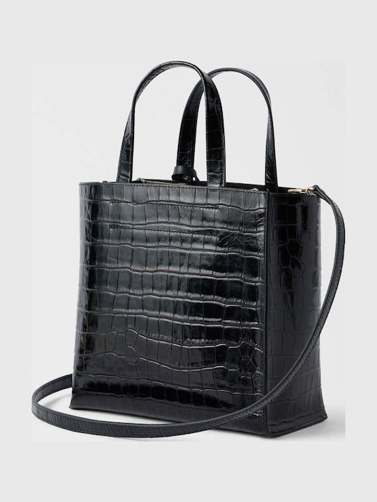 Furla Divide It Tote S Geantă Tote de Damă din Piele Neagră Furla Divide It Tote S Geantă Tote de Damă din Piele Neagră