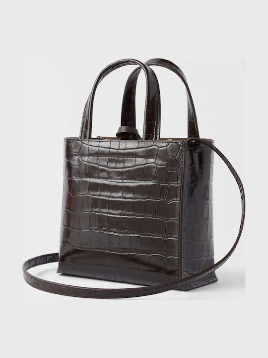 Furla Divide It Mini Geantă Tote de Damă din Piele Aurie Furla Divide It Mini Geantă Tote de Damă din Piele Aurie