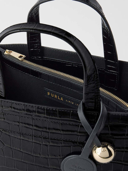 Divide It Tote S Tote-Tasche für Damen aus schwarzem Leder