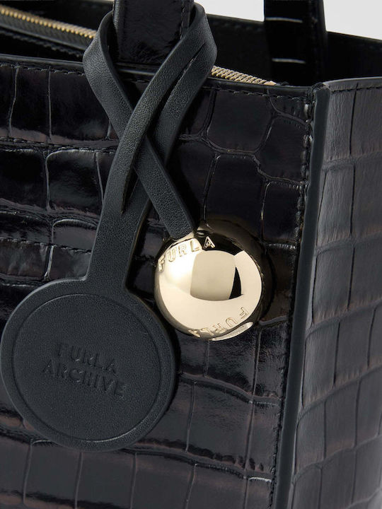 Divide It Mini Leather Women's Tote Bag Black O6000