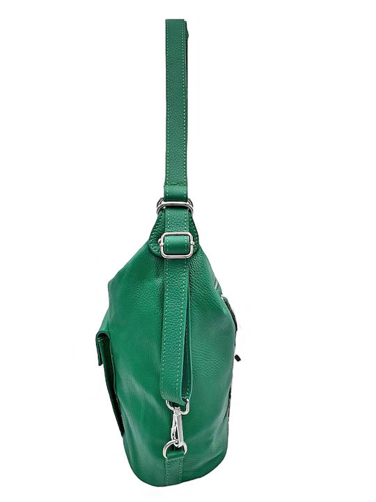 Leather Women's Shoulder Bag / Backpack Green