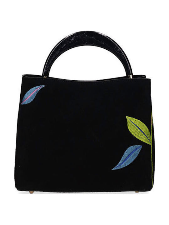 Damen-Tote-Handtasche aus schwarzem Wildleder