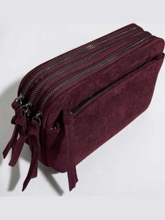 Women's Crossbody Bag Suede Burgundy