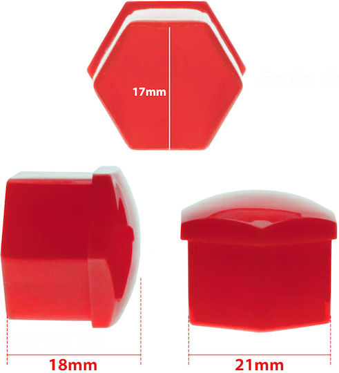 17 Mm Red Wheel Bolt Caps 20-piece Set Wheel Cap Puller Extremo Tuning