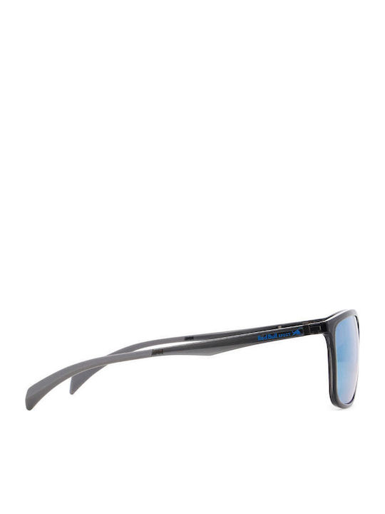 Unisex Sunglasses with Transparent Frame and Blue Polarized Mirror Lens