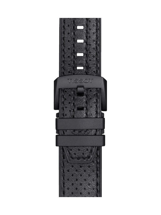 T-Race Men's Battery Chronograph Watch with Black Leather Strap