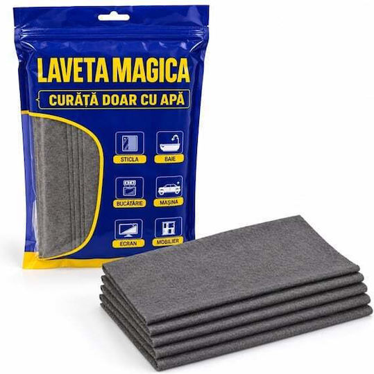 Set 5 Depox Magic Microfiber Cloths 38 × 29 Cm Gray