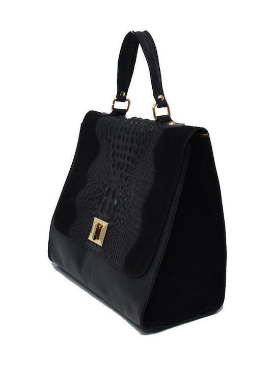 Schwarze Damenhandtasche aus Leder