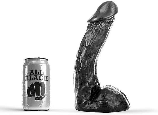 All Black Ρεαλιστικό Dildo με Βεντούζα Μαύρο