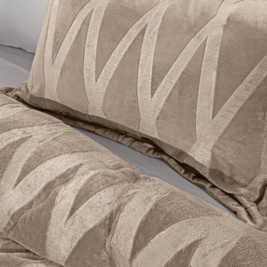 Guy Laroche Sherpa Comforter Set King Size 260x240cm Zadic Camel 530 GSM