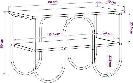 TV Stand in Metal & Sonoma Oak Wood L80xW40xH50cm