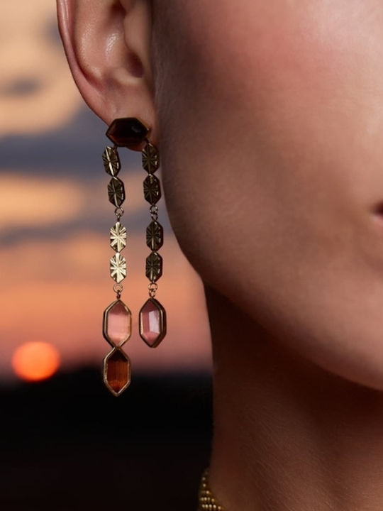 Lange Damenohrringe Gleam Chain Dpe931mr Anartxy Chirurgenstahl 316L Vergoldung Braun Rosa Kristalle Lange Damenohrringe Gleam Chain Dpe931mr Anartxy Chirurgenstahl 316L Vergoldung Braun Rosa Kristalle