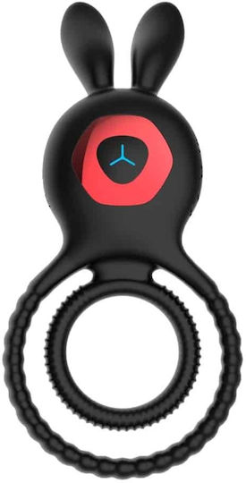 Inel Dublu pentru Penis Bunny Ring Guilty Toys 10 Vibrații Negru