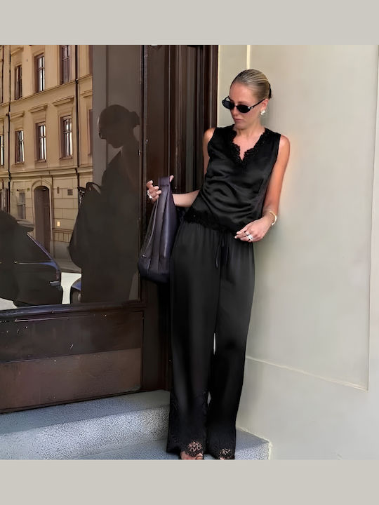 Chicret Set De Pijama De Iarnă Pentru Femei, Negru