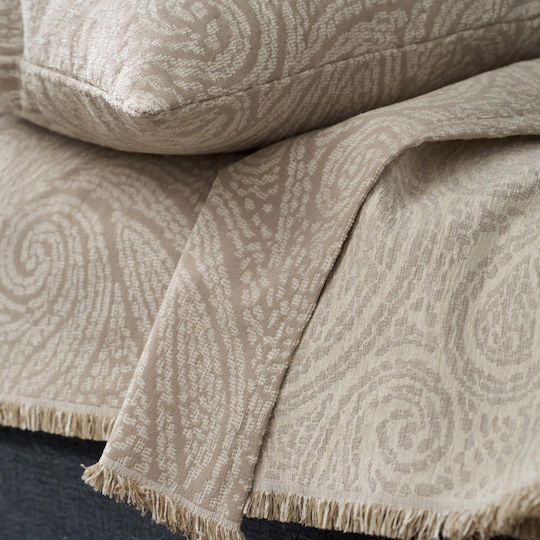 Gofis Home Ριχτάρι Τριθέσιου Καναπέ Chenille 180x300εκ. Beige