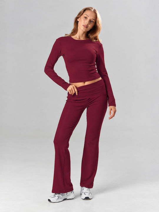 Chicret Bordeauxfarbenes Damen-Winterpyjama-Set