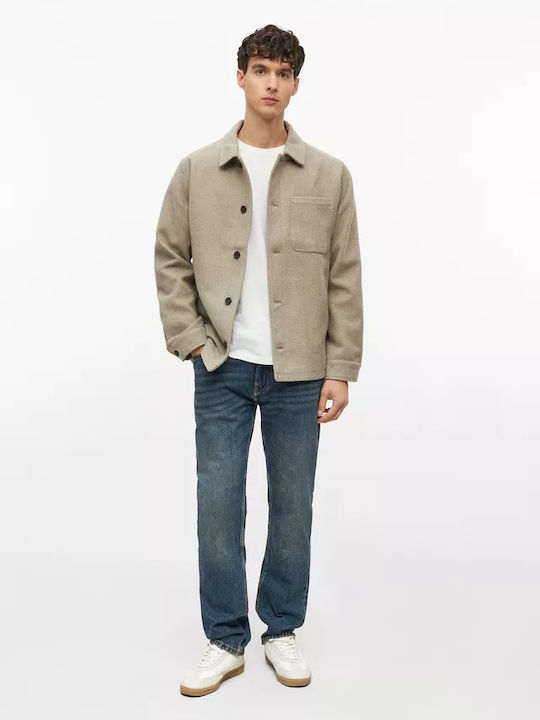 Overshirt с дълъг ръкав, бежов