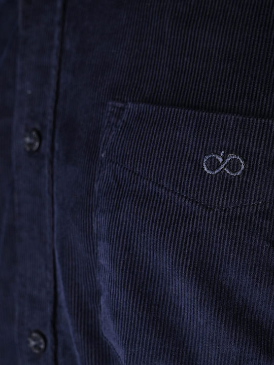 Long Sleeve Corduroy Overshirt in Regular Fit Navy Blue