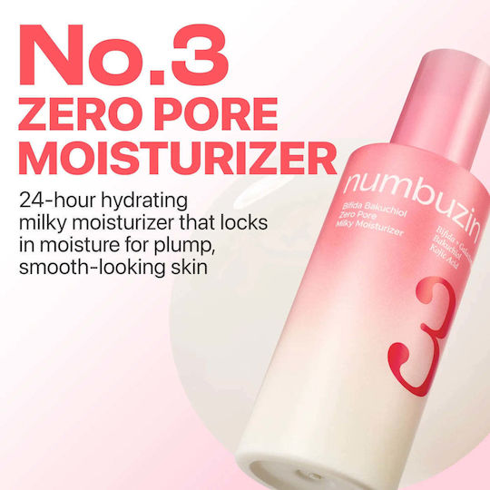 No.3 Bifida Bakuchiol Zero Pore Milky Moisturizer 24h Moisturizing Face Cream for Blemishes & Dark Spots with Retinol & Niacinamide 150ml
