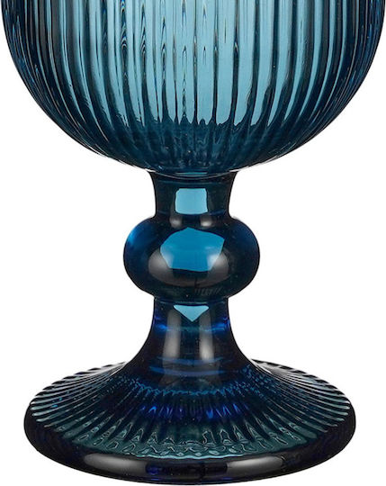 keleman Set of Blue Stemmed Water Glasses, Glass, 365ml, 6 Pieces