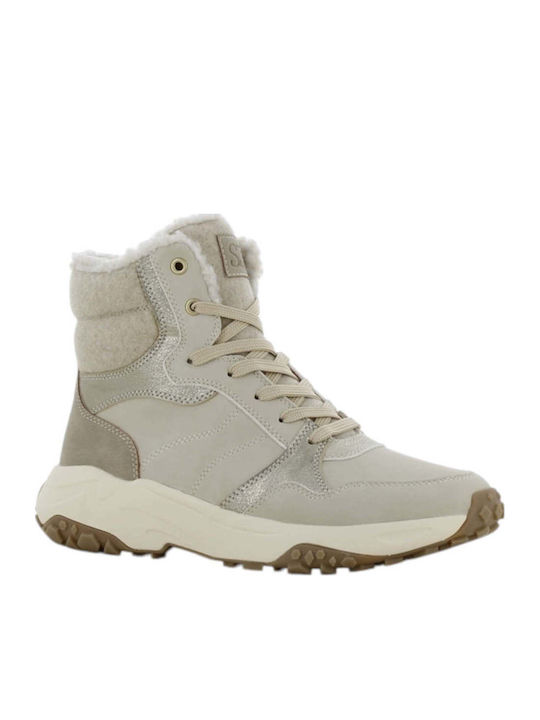 Damen-Stiefeletten mit Ecrufarbenem Fell