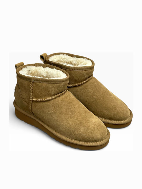 Leather Women's Ankle Boots with Fur Cuero GY-08655-26-2