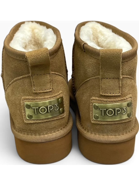 Leather Women's Ankle Boots with Fur Cuero GY-08655-26-2