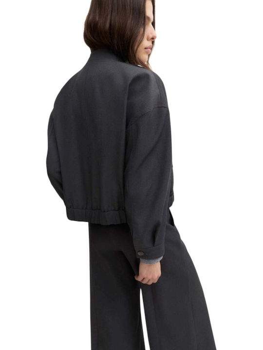 Short Women's Winter Jacket Grey