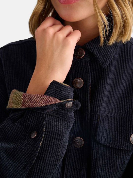 Lange Damen-Winterjacke Blau