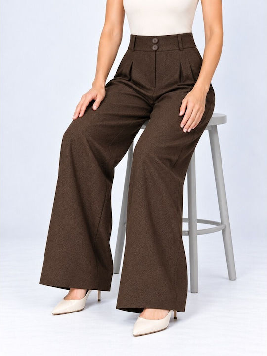 Damenhose mit hoher Taille Dunkelbraun