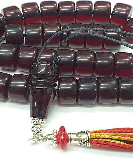 Roloi Komboloi Worry Beads with 33 Mastic Beads, 33 cm Long, Red