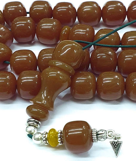 Roloi Komboloi Worry Beads with 33 Mastic Beads, 38 cm Long, Brown