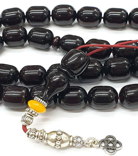 Roloi Komboloi Worry Beads with 33 Mastic Beads, 33 cm Long, Black