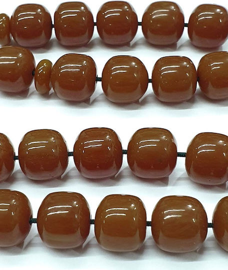 Roloi Komboloi Worry Beads with 33 Mastic Beads, 38 cm Long, Brown