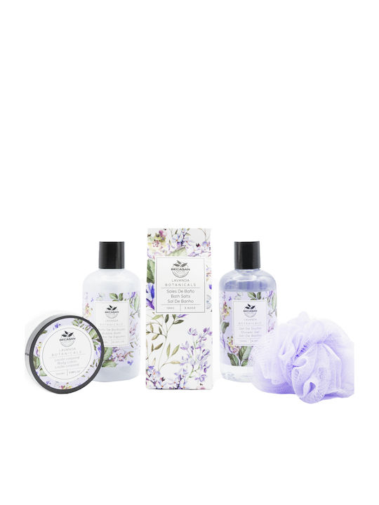 Becasan Botanicals Lavender Aroma Set de Îngrijire în Coș de Rachită pentru Hidratare și Curățarea Corpului 5 Bucăți
