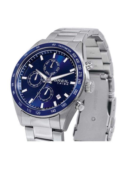 Men's Battery Chronograph Watch with Silver Stainless Steel Bracelet