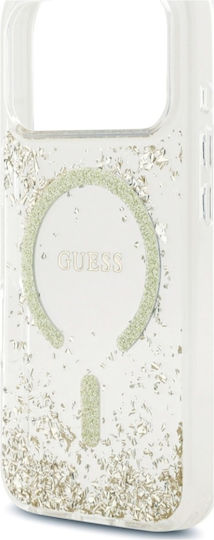 Калъф за iPhone 18 Pro iPhone 17 Pro – Guess Resin Bottom Glitter Magsafe – Златен