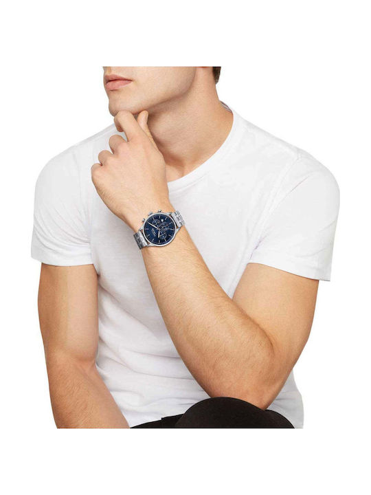 Men's Battery Chronograph Watch with Silver Stainless Steel Bracelet