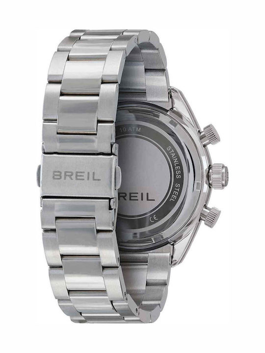 Men's Chronograph Battery-Powered Watch with Silver Stainless Steel Bracelet