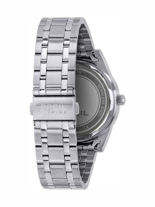 Men's Battery-Powered Watch with Silver Stainless Steel Bracelet
