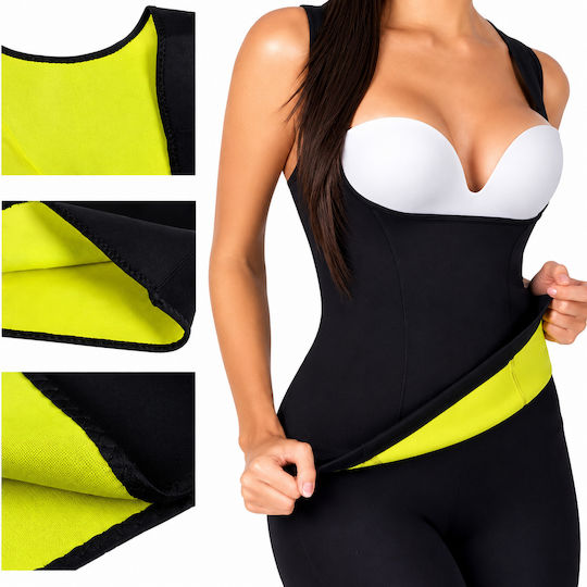 Tricou Sport de Damă din Neopren cu Efect Termic, Modelator, pentru Antrenamente de Fitness, Respirabil, cu Uscare Rapidă, Negru, Mărimea L