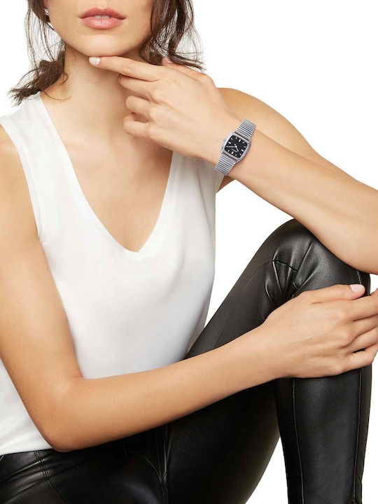 Women's Battery-Powered Watch with Silver Stainless Steel Bracelet