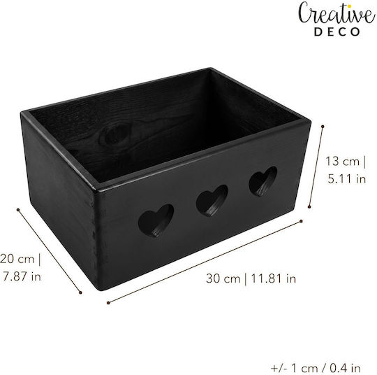 Creative Дървена коледна кутия за подарък, черна, 20x13x30 см.
