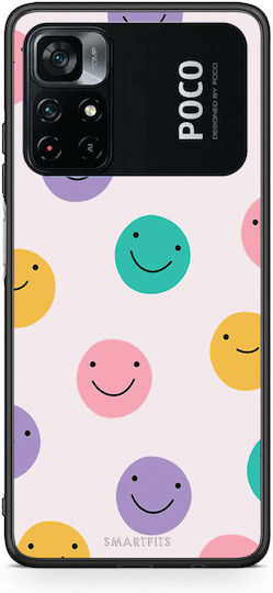 Smartfits Smiley Faces Back Cover Plastic Multicolour (Poco M4 Pro) 7381528019099_42445380616347